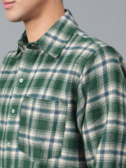 KOTTY Men Checkered Casual White, Blue, Green Shirt 