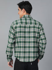 KOTTY Men Checkered Casual White, Blue, Green Shirt 