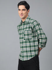 KOTTY Men Checkered Casual White, Blue, Green Shirt 