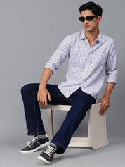 KOTTY Men Checkered Casual Blue, White, Brown Shirt 