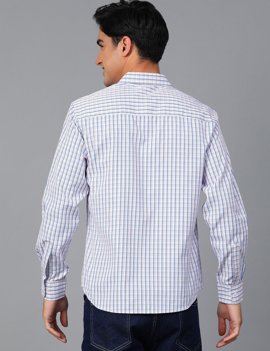 KOTTY Men Checkered Casual Blue, White, Brown Shirt 