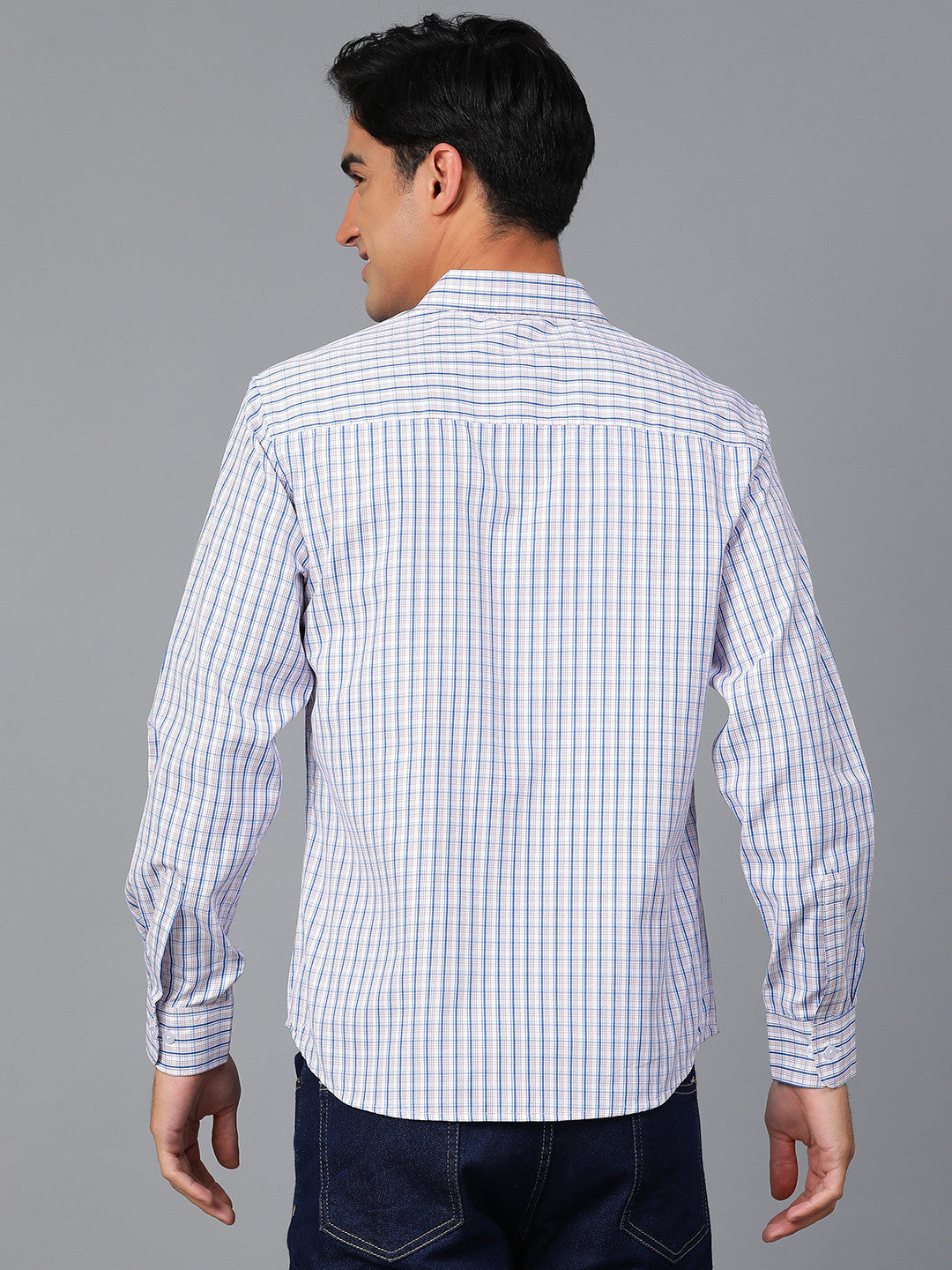 KOTTY Men Checkered Casual Blue, White, Brown Shirt 