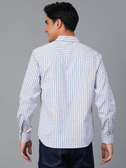 KOTTY Men Checkered Casual Blue, White, Brown Shirt 