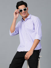 KOTTY Men Printed Casual Purple, White Shirt 
