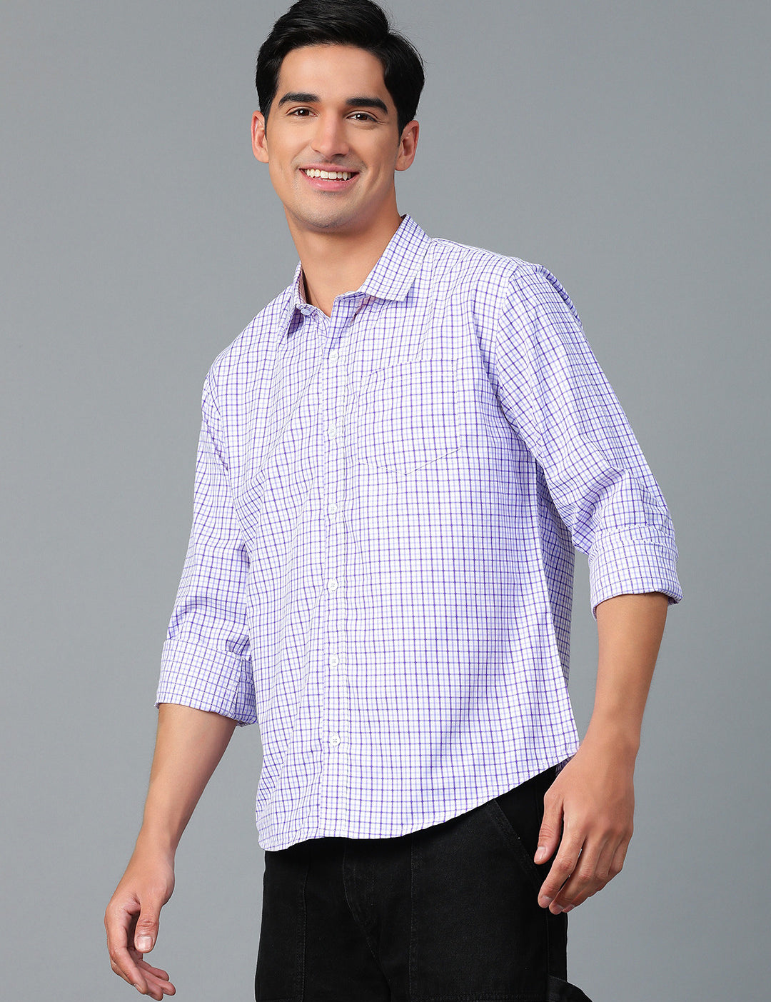 KOTTY Men Printed Casual Purple, White Shirt 