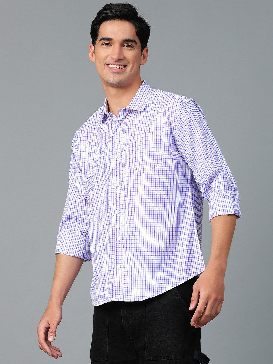 KOTTY Men Printed Casual Purple, White Shirt 