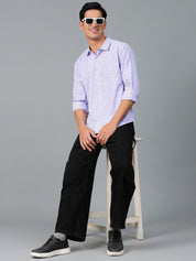 KOTTY Men Printed Casual Purple, White Shirt 