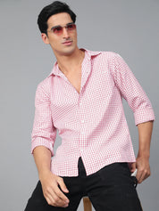 KOTTY Men Checkered Casual White, Red Shirt 