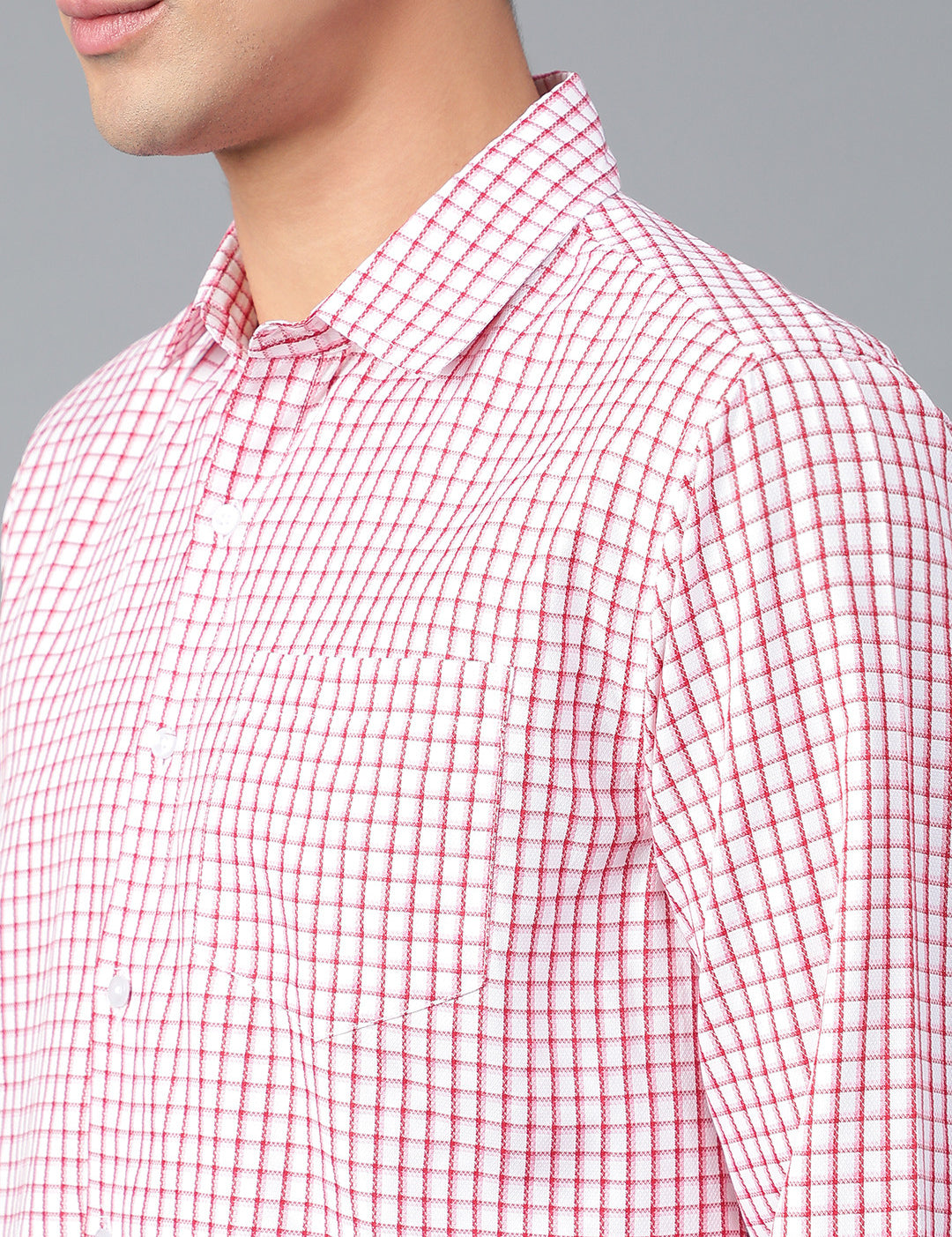 KOTTY Men Checkered Casual White, Red Shirt 