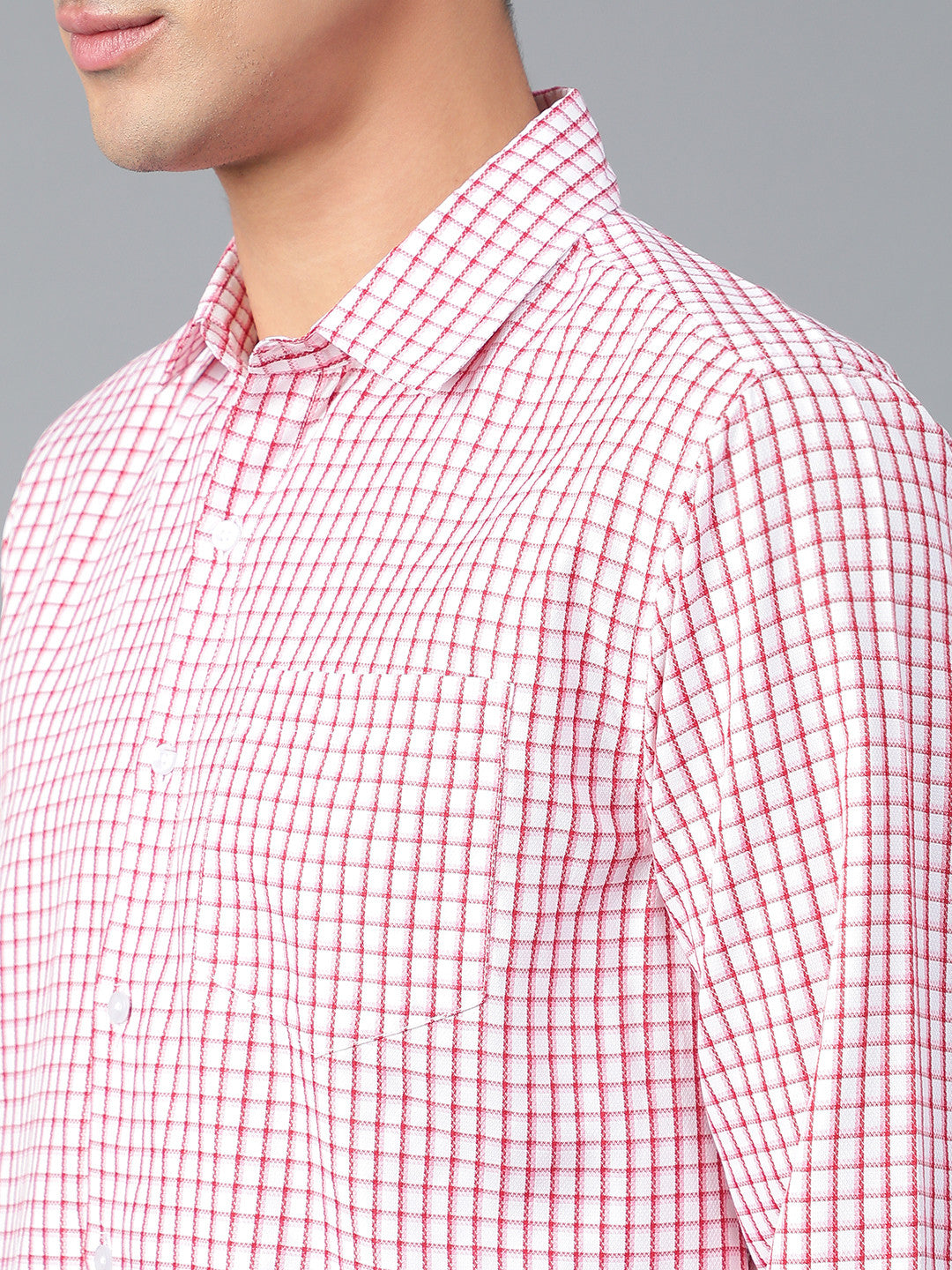 KOTTY Men Checkered Casual White, Red Shirt 
