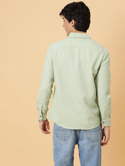 KOTTY Men Self Design Casual Green Shirt 