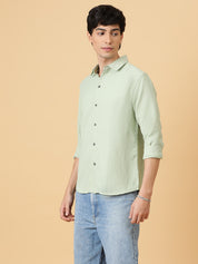 KOTTY Men Self Design Casual Green Shirt 