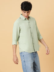 KOTTY Men Self Design Casual Green Shirt 