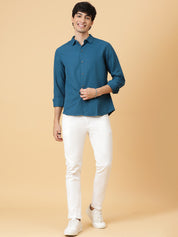 KOTTY Men Solid Casual Blue Shirt 