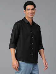 KOTTY Men Solid Casual Black Shirt 