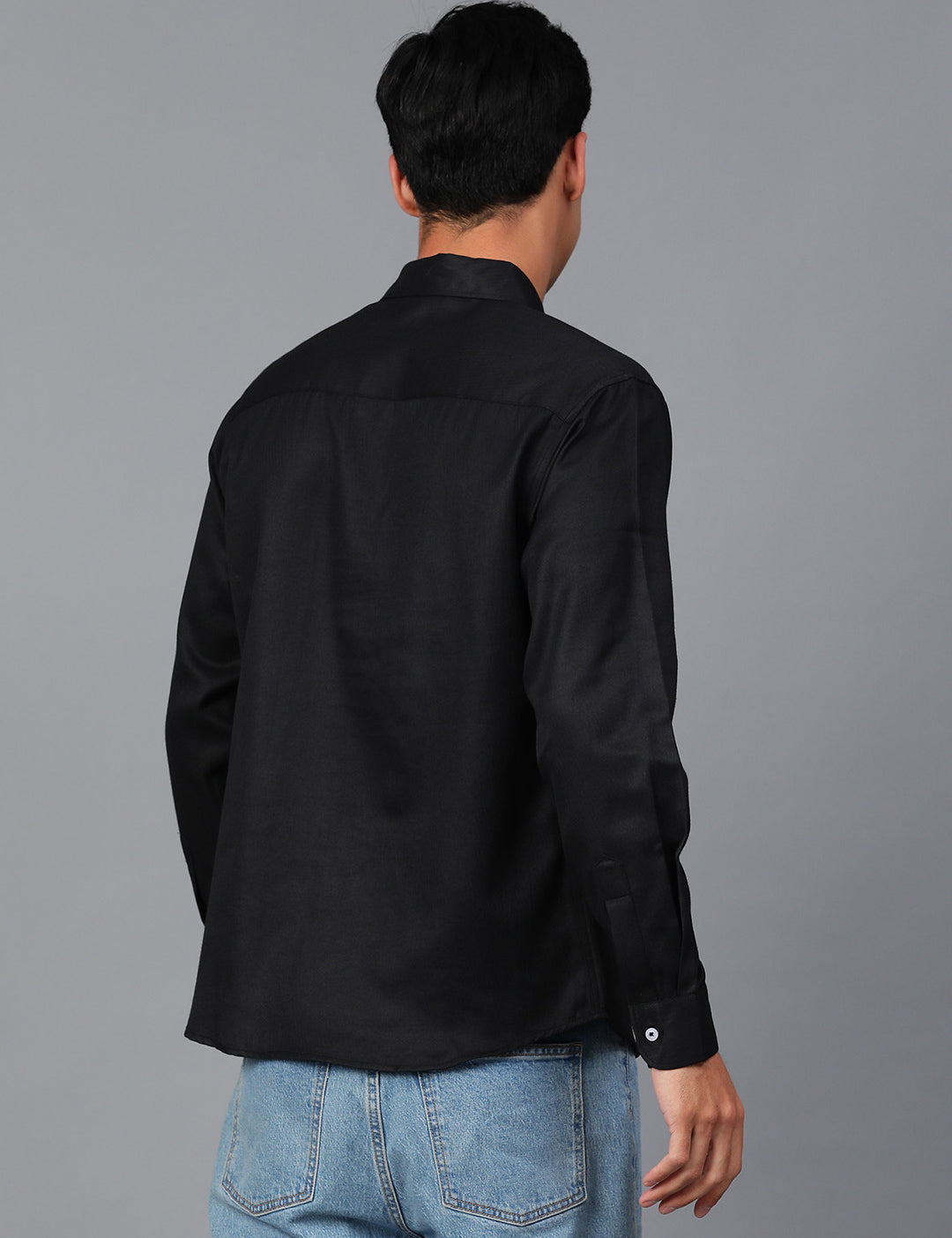 KOTTY Men Solid Casual Black Shirt 
