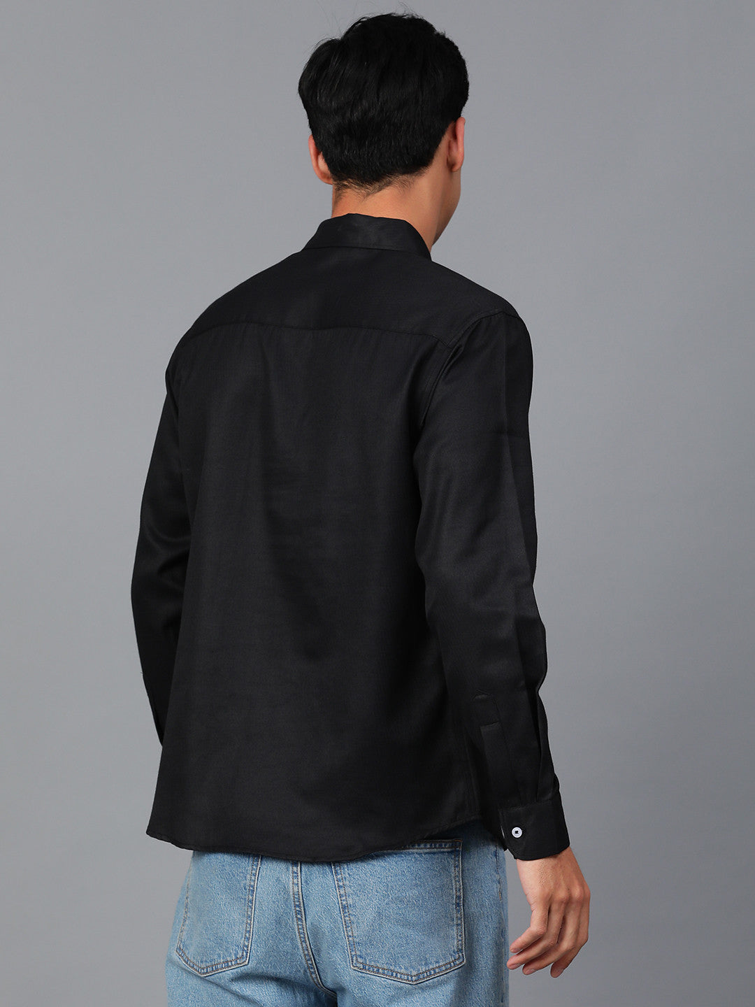 KOTTY Men Solid Casual Black Shirt 