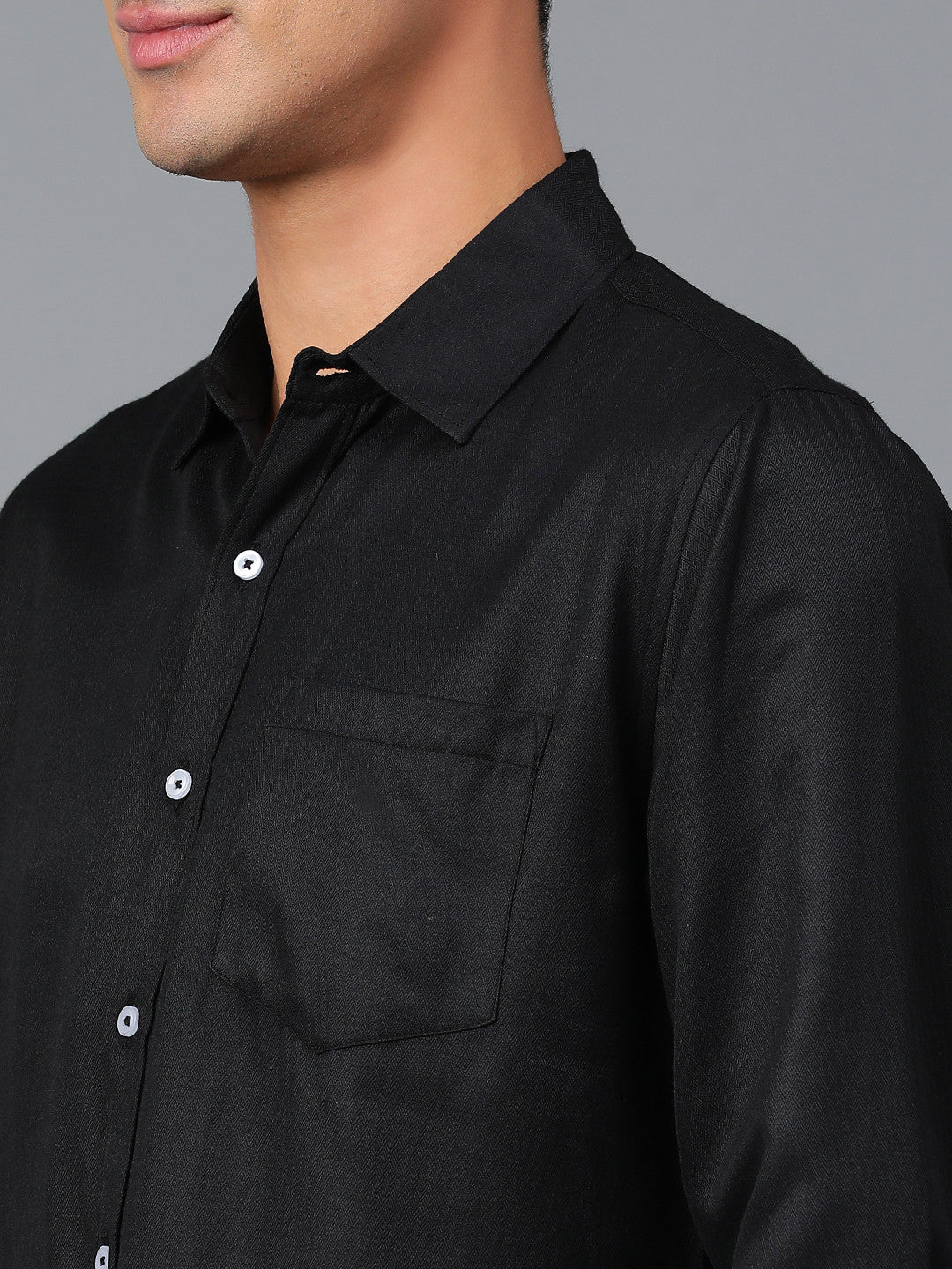 KOTTY Men Solid Casual Black Shirt 