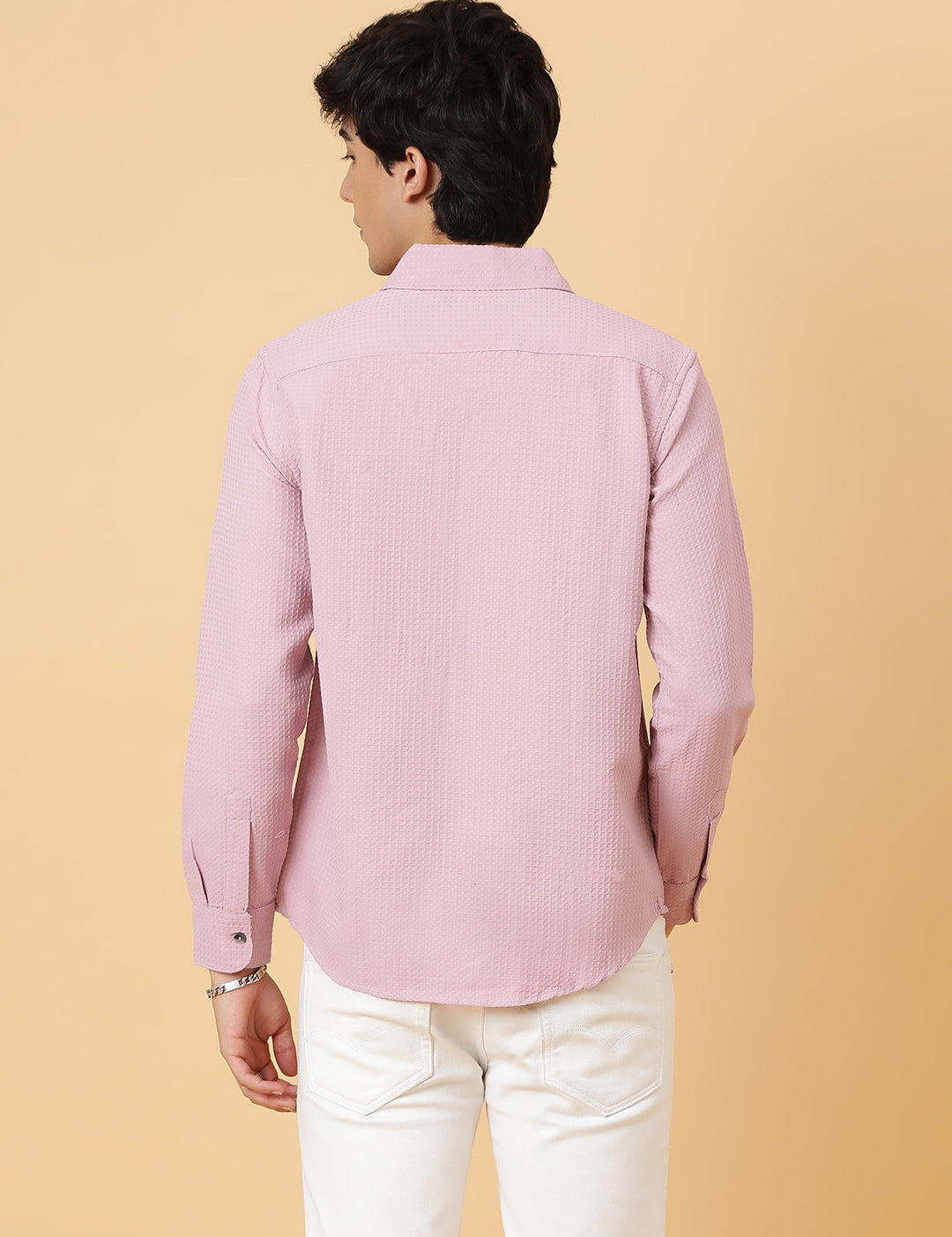 KOTTY Men Solid Casual Pink Shirt 