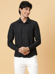 KOTTY Men Solid Casual Black Shirt 