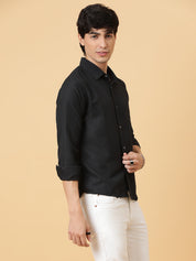 KOTTY Men Solid Casual Black Shirt 