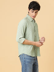 KOTTY Men Self Design Casual Green Shirt 