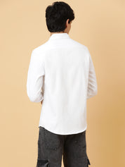 KOTTY Men Self Design Casual White Shirt 