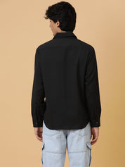 KOTTY Men Self Design Casual Black Shirt 
