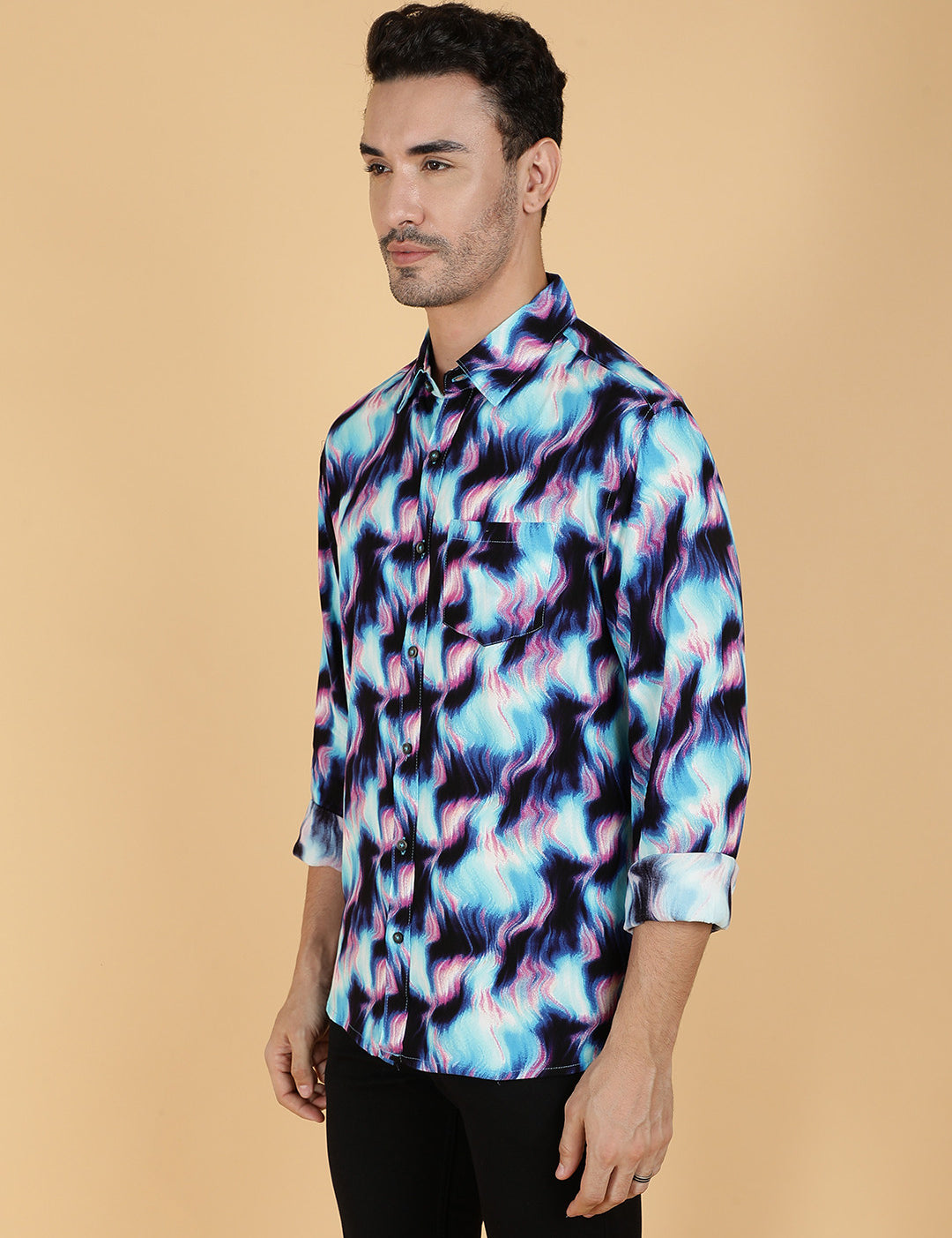 KOTTY Men Printed Casual Multicolor Shirt 