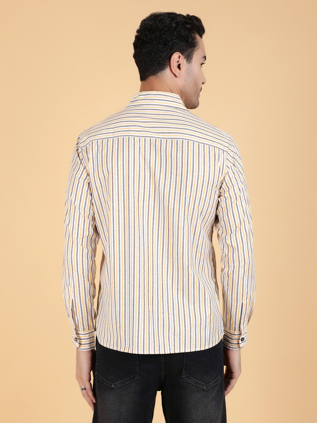 KOTTY Men Printed Casual Beige Shirt 