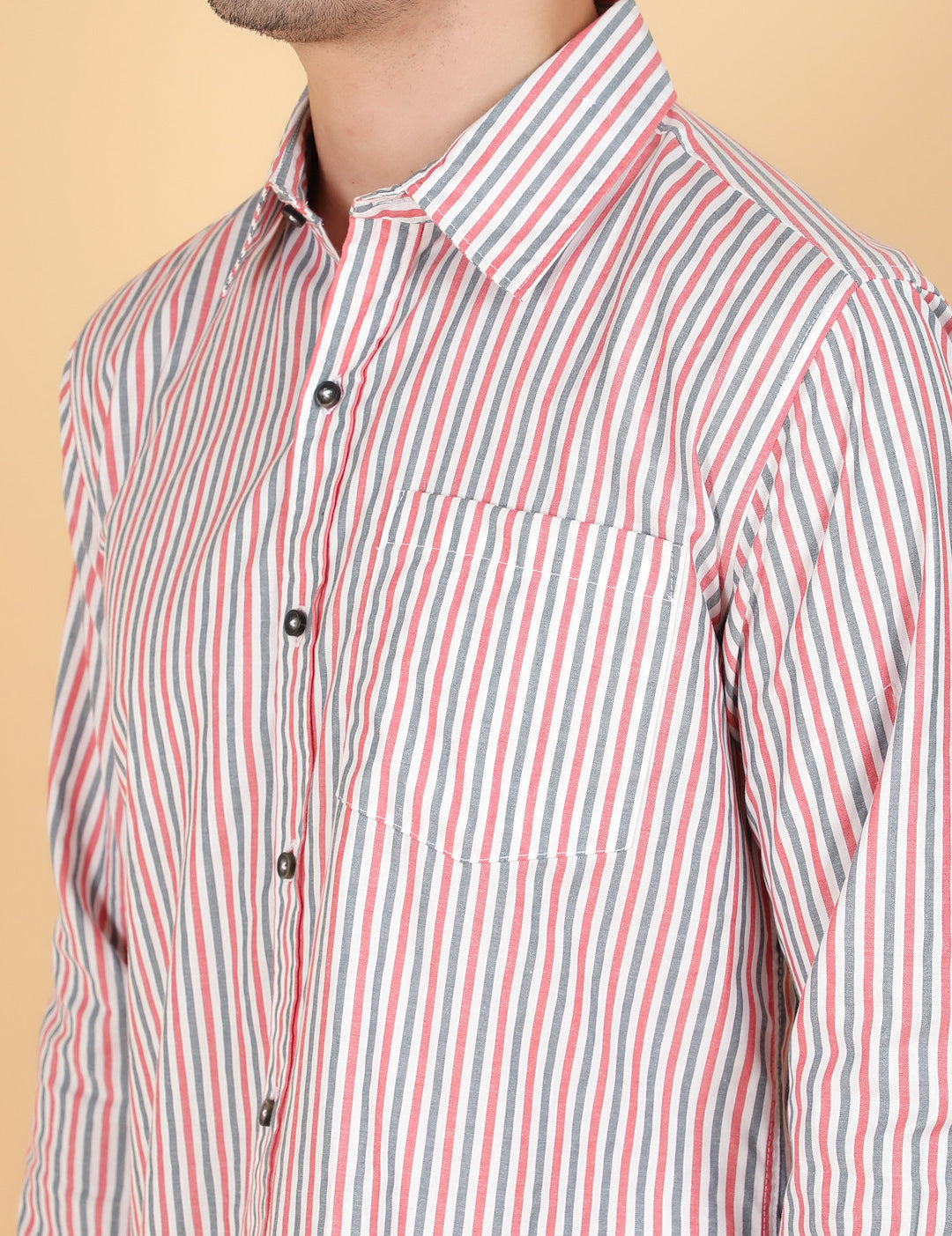 KOTTY Men Printed Casual Grey, Pink, White Shirt 