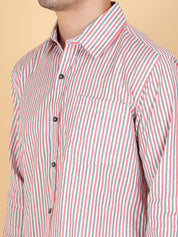 KOTTY Men Printed Casual Grey, Pink, White Shirt 