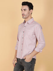 KOTTY Men Printed Casual Grey, Pink, White Shirt 
