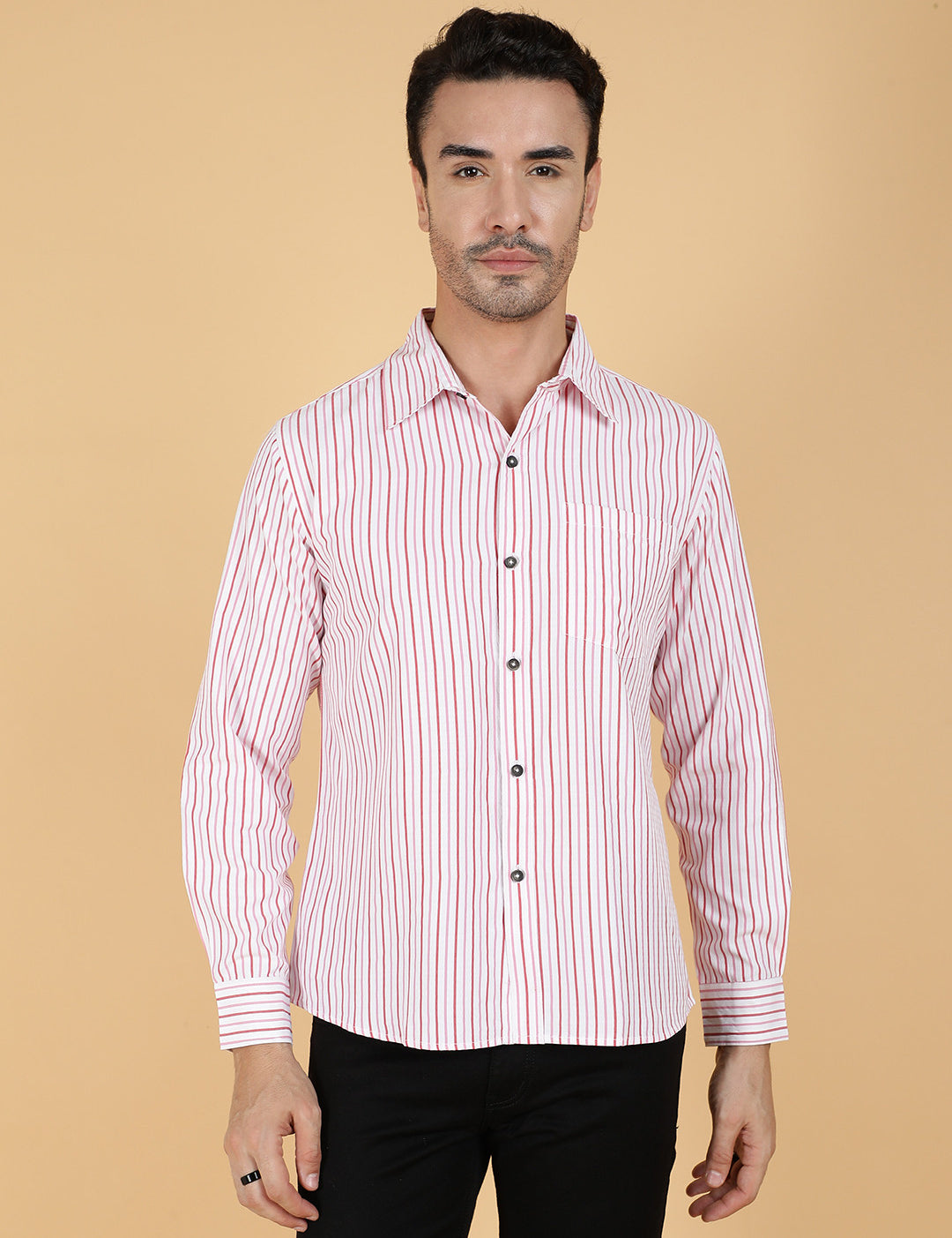 KOTTY Men Printed Casual Pink, White Shirt 