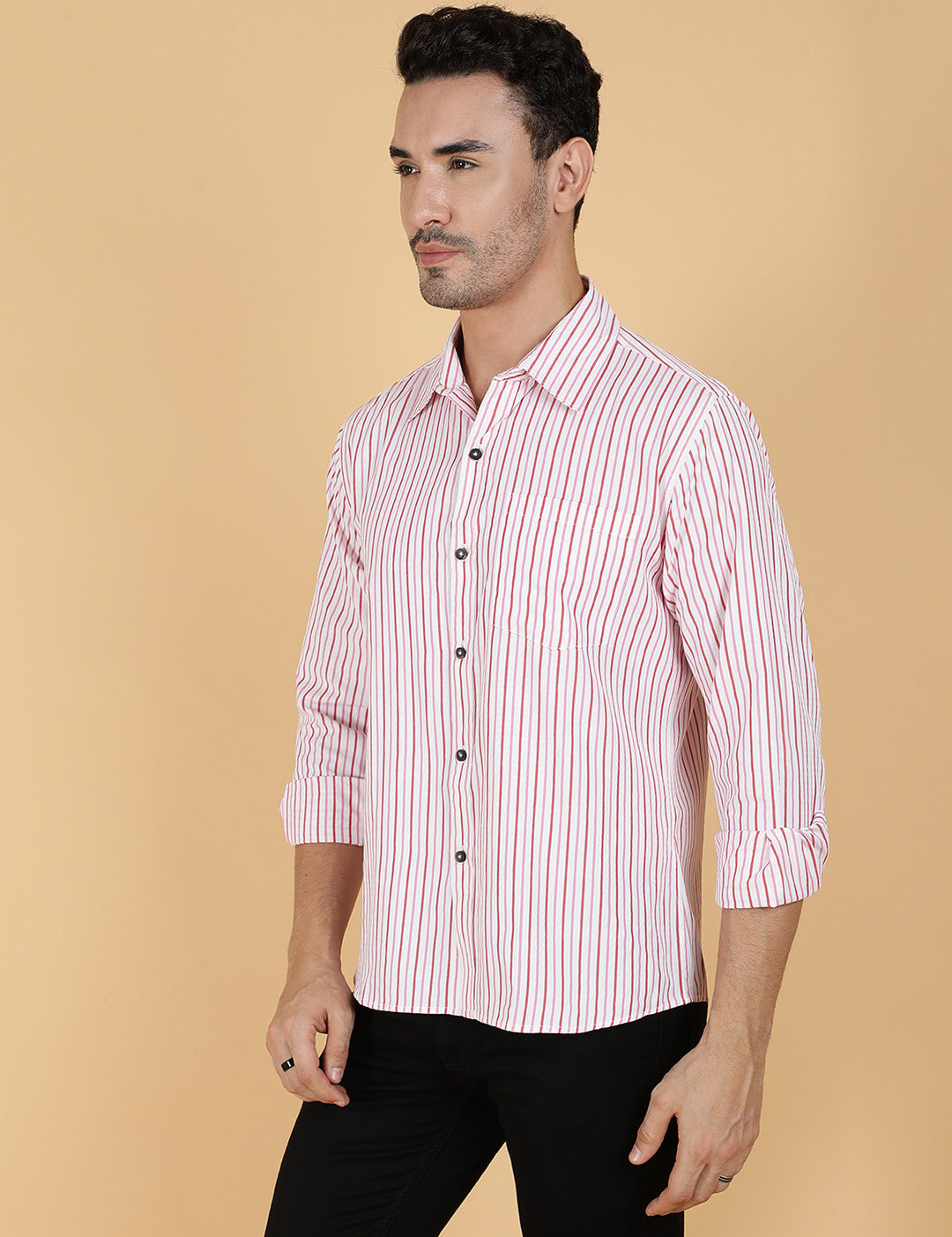 KOTTY Men Printed Casual Pink, White Shirt 