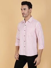 KOTTY Men Printed Casual Pink, White Shirt 
