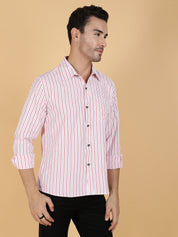 KOTTY Men Printed Casual Pink, White Shirt 