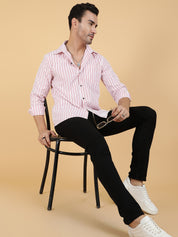 KOTTY Men Printed Casual Pink, White Shirt 