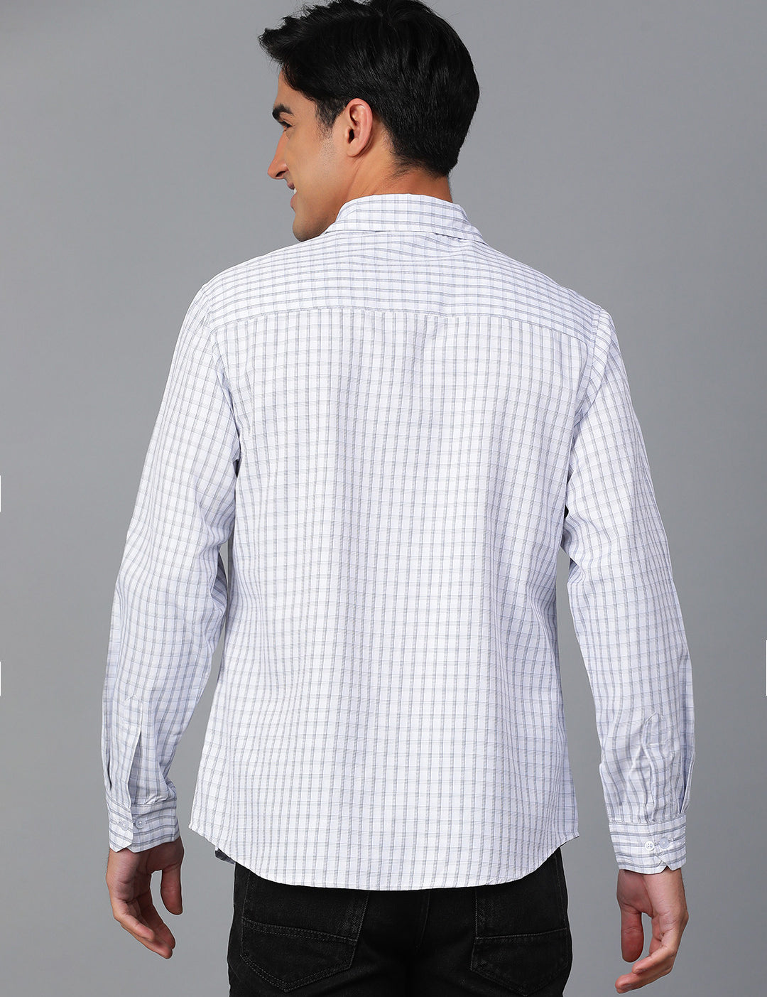 KOTTY Men Checkered Casual White, Grey Shirt 
