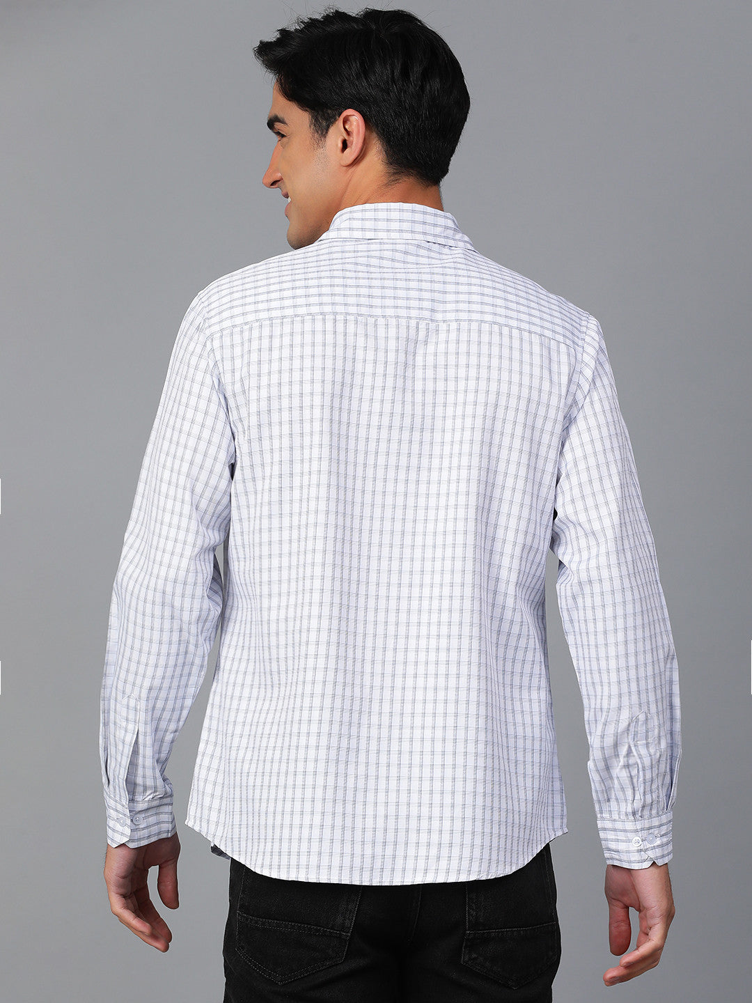 KOTTY Men Checkered Casual White, Grey Shirt 