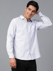 KOTTY Men Checkered Casual White, Grey Shirt 