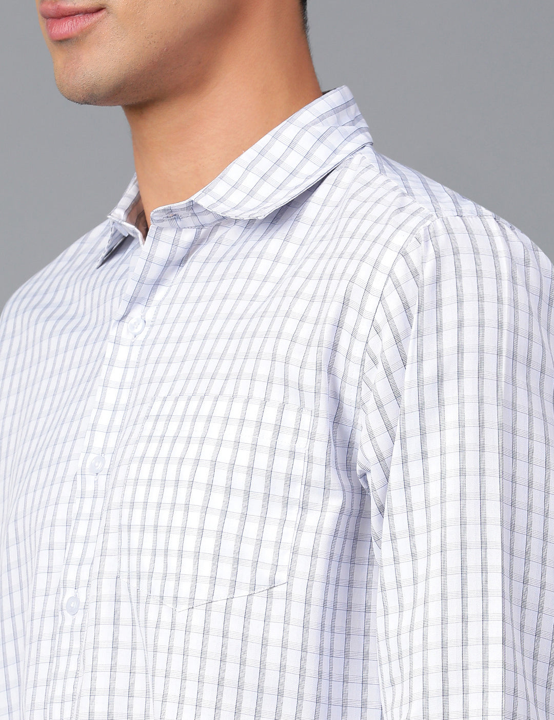 KOTTY Men Checkered Casual White, Grey Shirt 