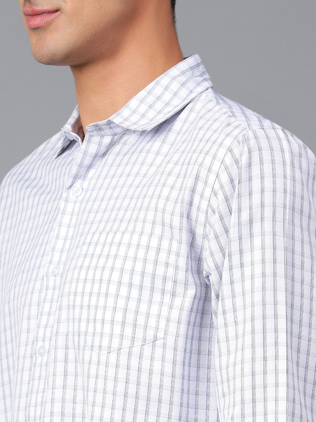 KOTTY Men Checkered Casual White, Grey Shirt 
