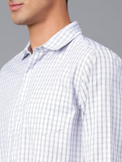 KOTTY Men Checkered Casual White, Grey Shirt 