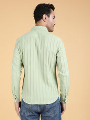 KOTTY Men Striped Casual Green Shirt 