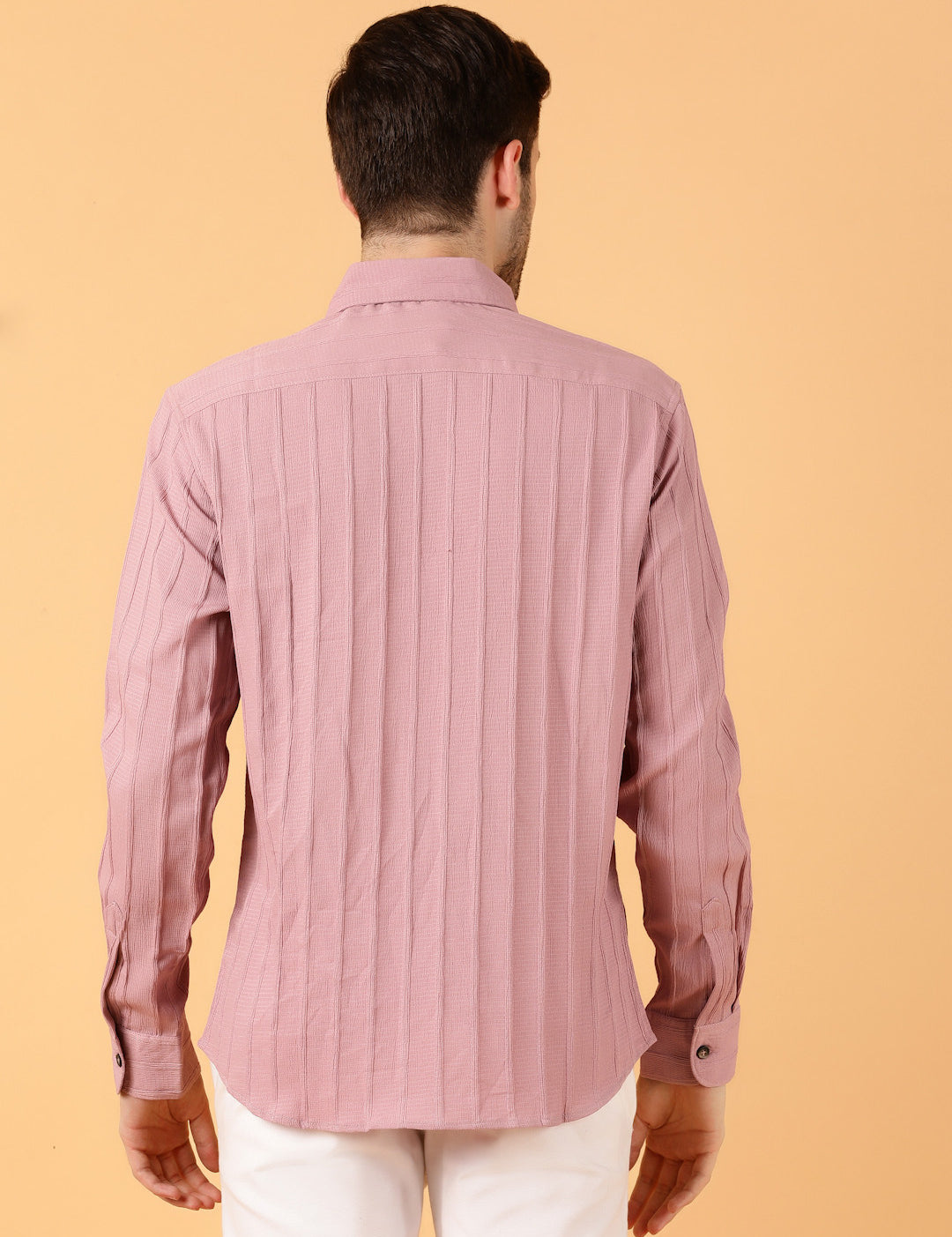 KOTTY Men Striped Casual Pink Shirt 