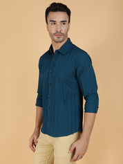 KOTTY Men Solid Casual Blue Shirt 