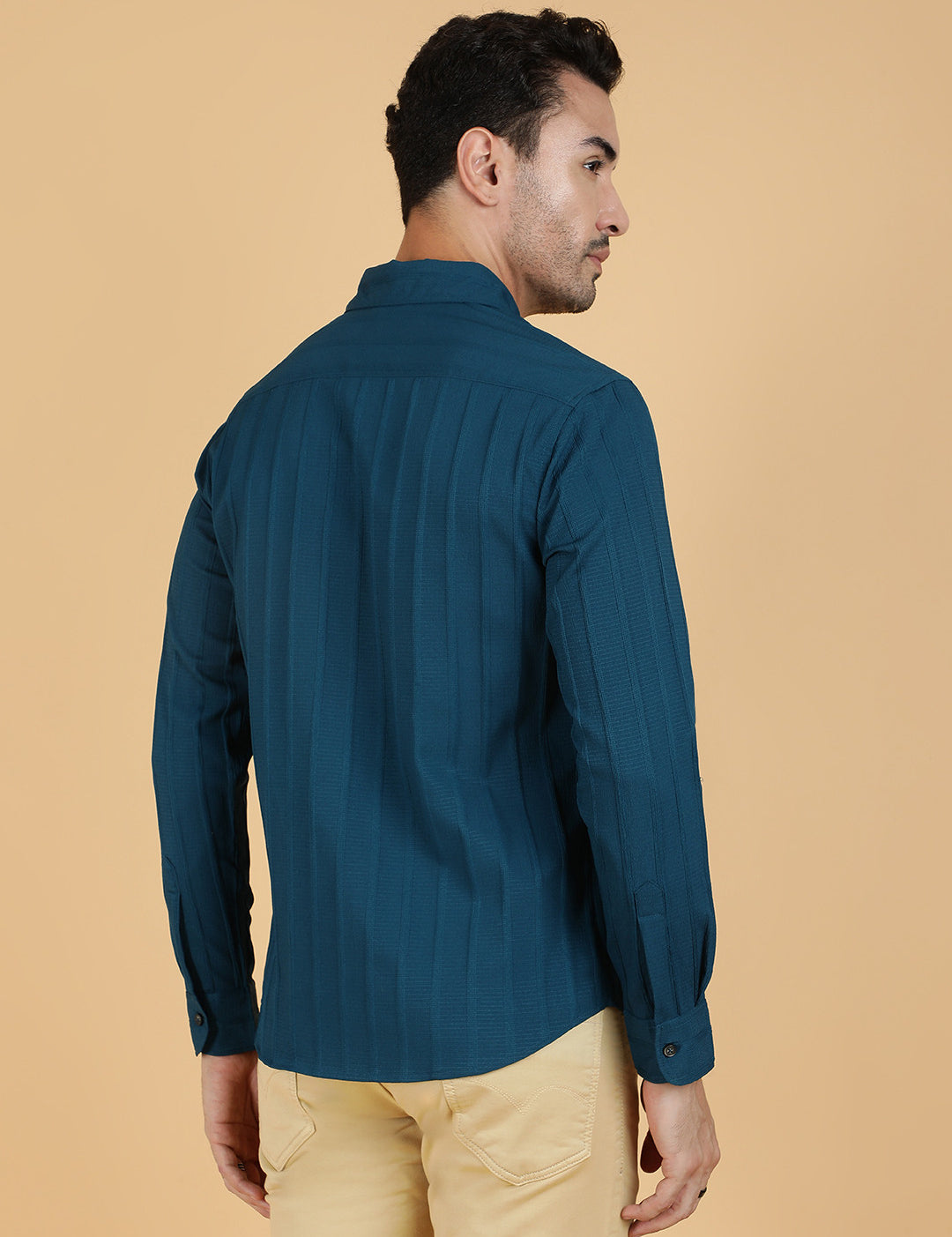 KOTTY Men Solid Casual Blue Shirt 