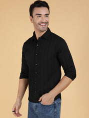 KOTTY Men Solid Casual Black Shirt 