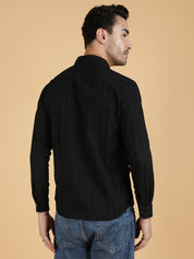 KOTTY Men Solid Casual Black Shirt 